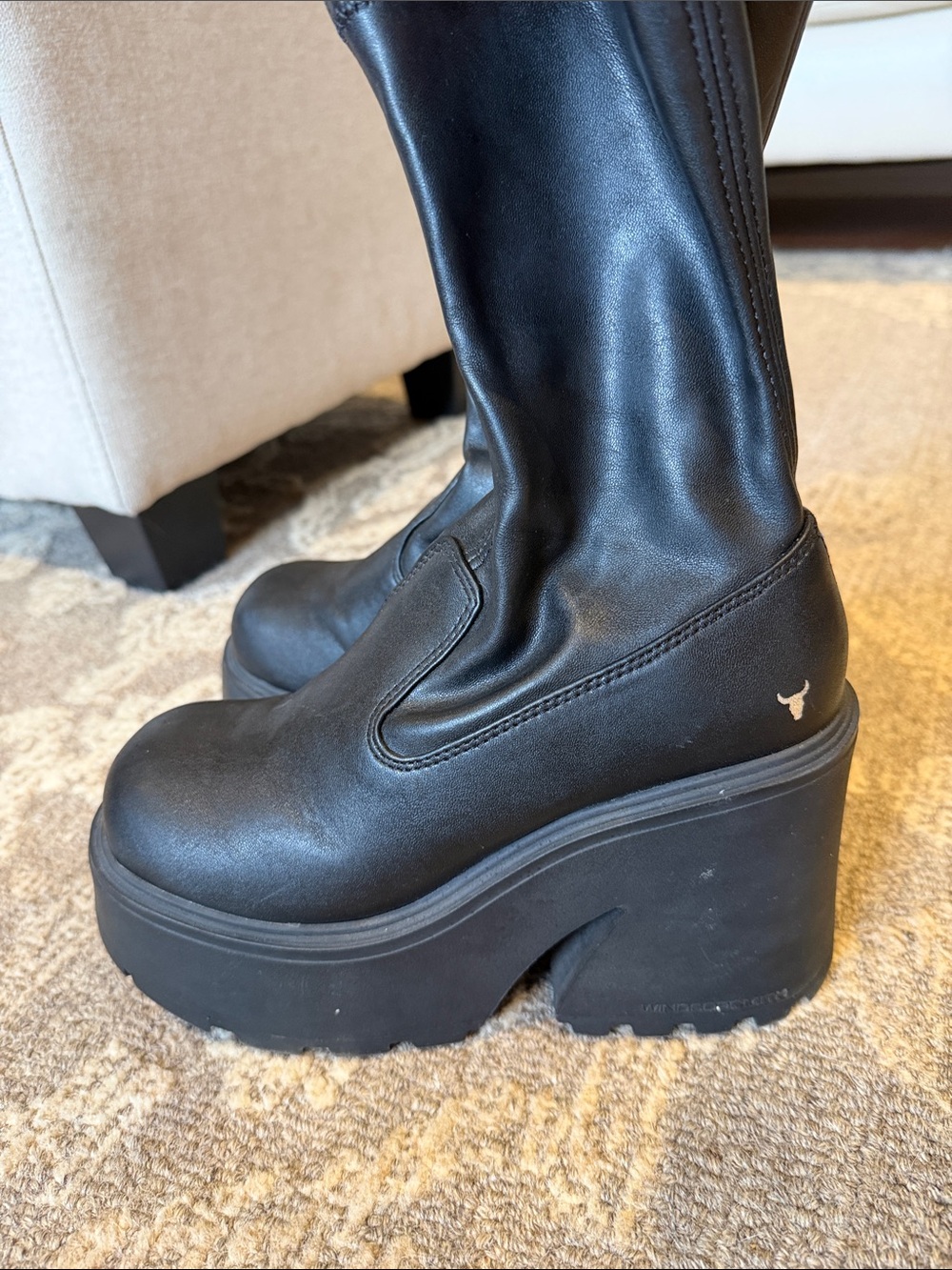 Windsorsmith Black Platform Chunky Heel Boots - Unbranded - Picture 3 of 5